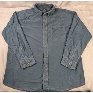 Puritan Mens XL Blue Brushed Cotton Button Up Shirt Long Sleeve Pocket